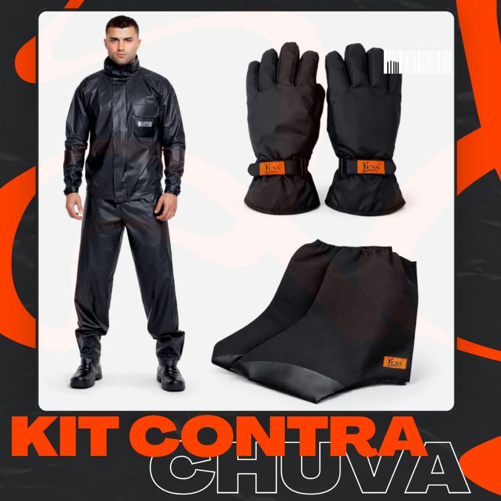 Kit Capa De Chuva Conjunto jaqueta calça Luva Impermeavel Polaina galacha Motoqueiro motociclista