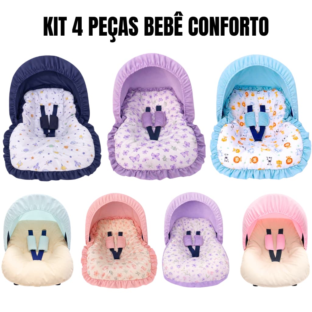 Kit Capa Bebê Conforto 4 Peças Completo Universal até 13kg | Capa Capota Protetor Cinto Micropercal