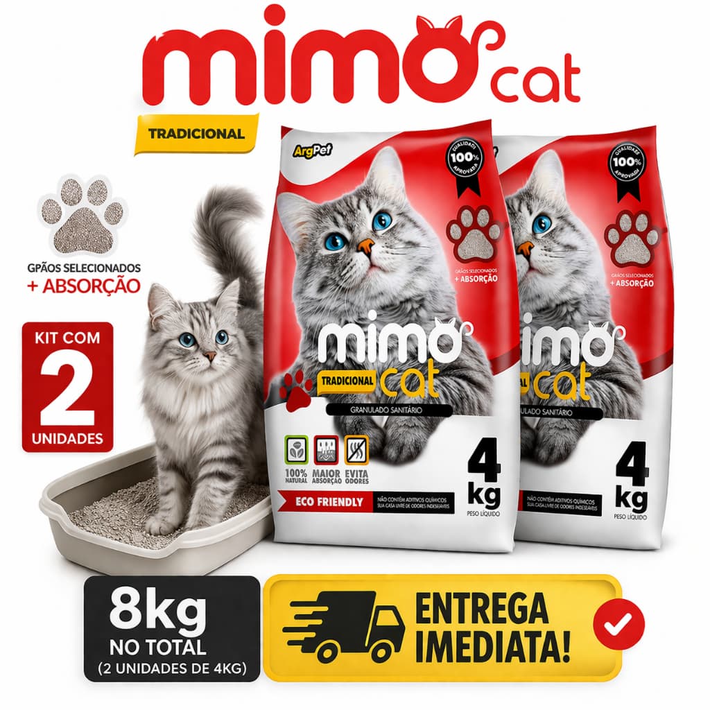 Kit c/2 Areias Higiênicas de Argila Natural para Gato - Argipet Mimo Cat