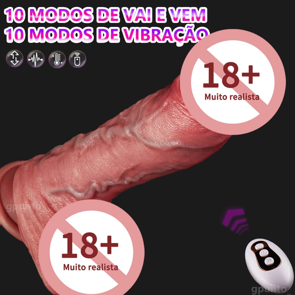 22cm Dildo Pênis Vibrador Realístico Vai e Vem Realista Controle Remoto Aquecimento Consolo Estimulador Clitoris Ponto G