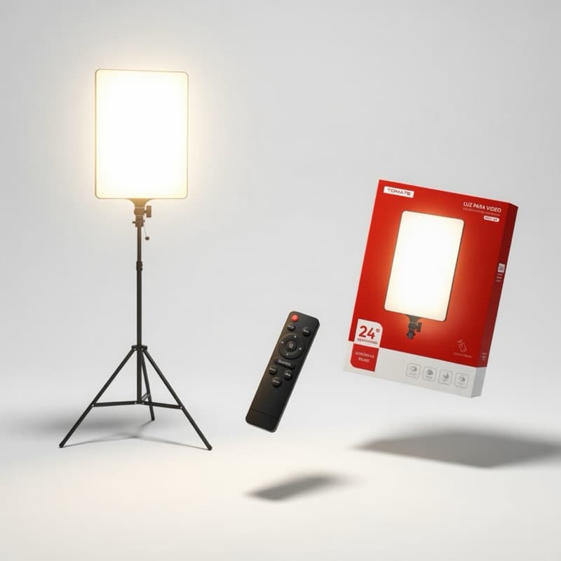 Luz LED Vídeo Tomate 24 Polegadas + Tripé 2,10m | Iluminador Profissional Original com Controle