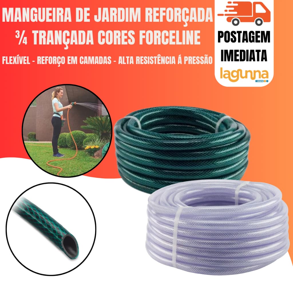 Mangueira De Jardim 3/4 Reforçada Trançada 50 Metros Forceline