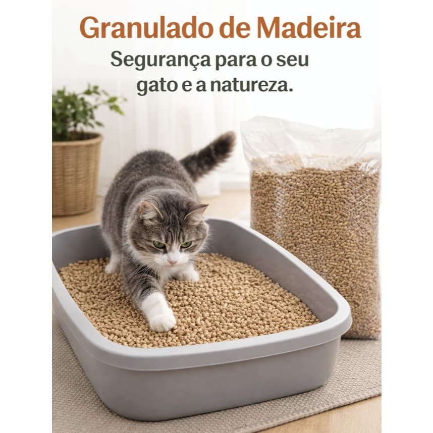 Areia Granulada Higiênica de Madeira para Gatos e Roedores