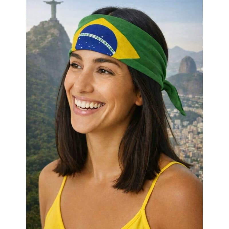 🇧🇷 Bandana Brasil 50x50cm em Cotton – Lenço Estiloso, Macio e Versátil
