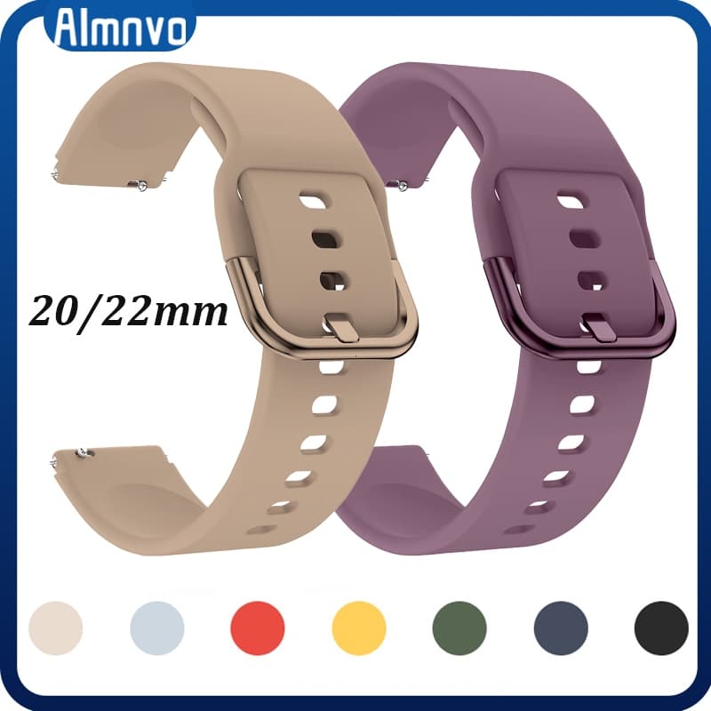 20mm 22mm Pulseira De Silicone Para Smartwatch Amazfit Bip 6 5/3 Pro U Pro/GTR MINI GTS 5 4/Samsung Galaxy FE 7 6 5 4