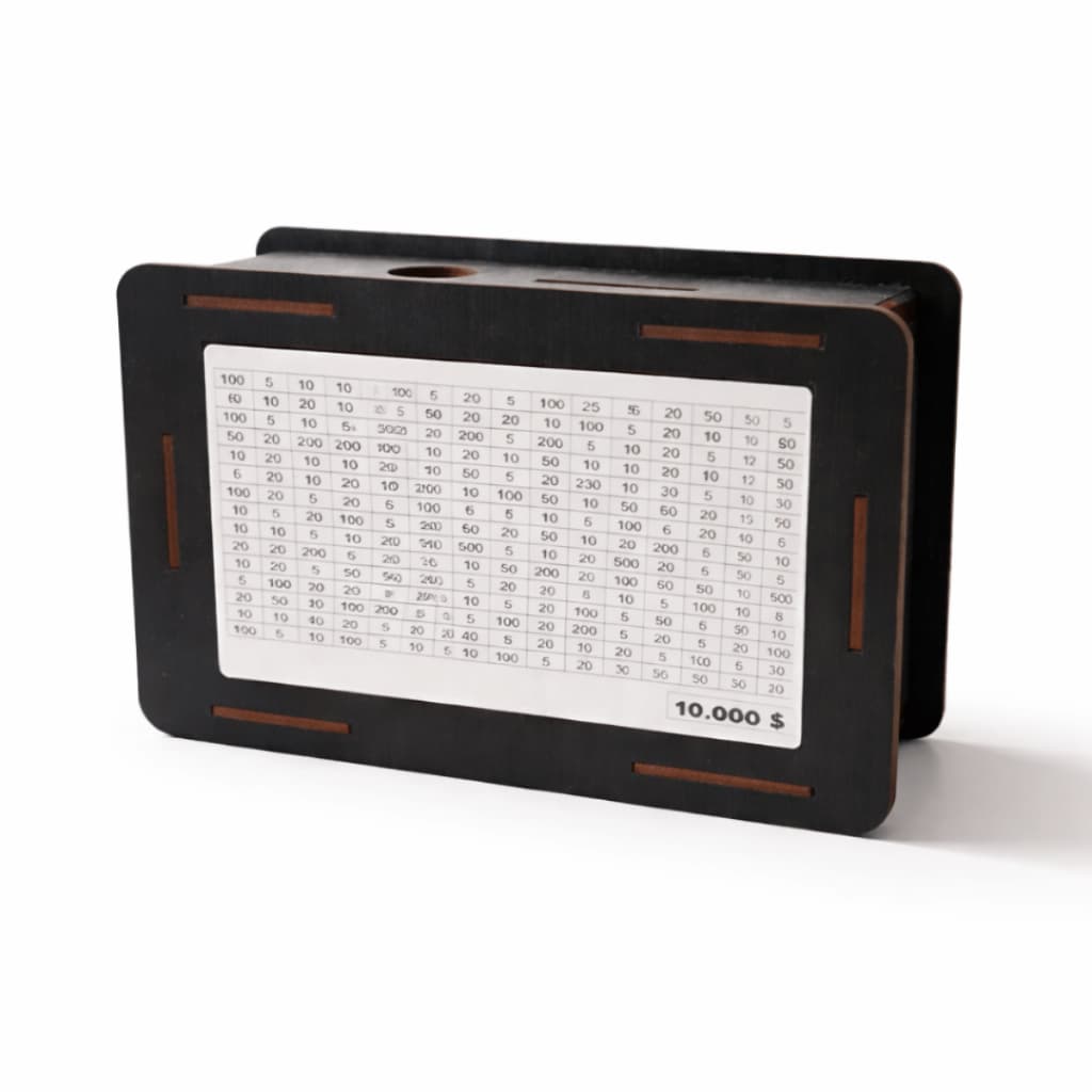 Cofre Desafio Caixa Dinheiro De Madeira Método Japonês Cofre WoodBox MDF Pintado