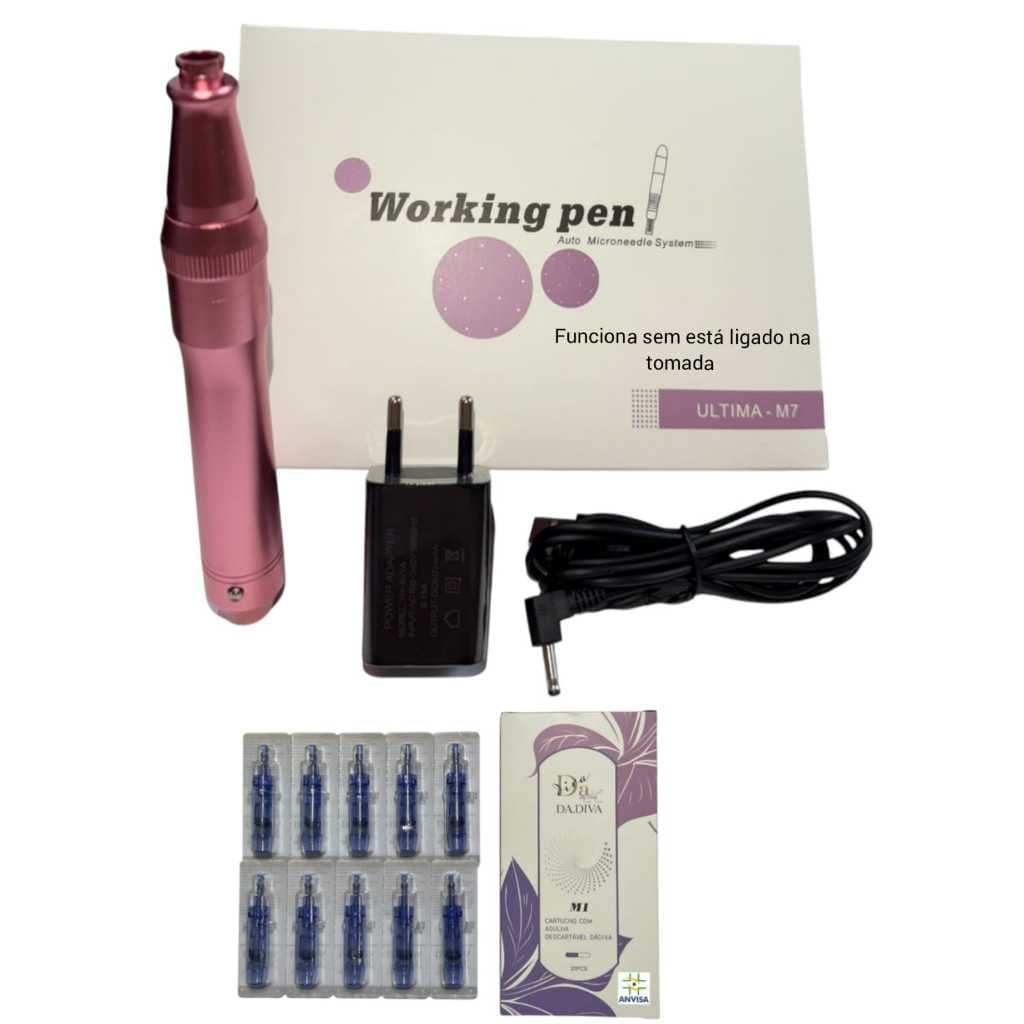 Dermapen Working Pen M7 Sem Fio Recarregavel  + 05 Cartucho Com Anvisa