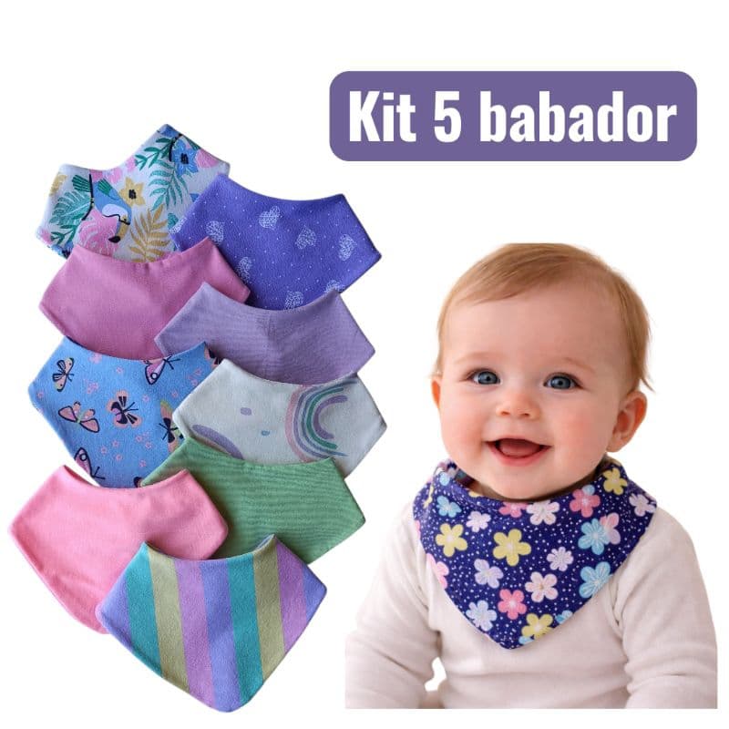 Kit 5 Babador Menina Infantil