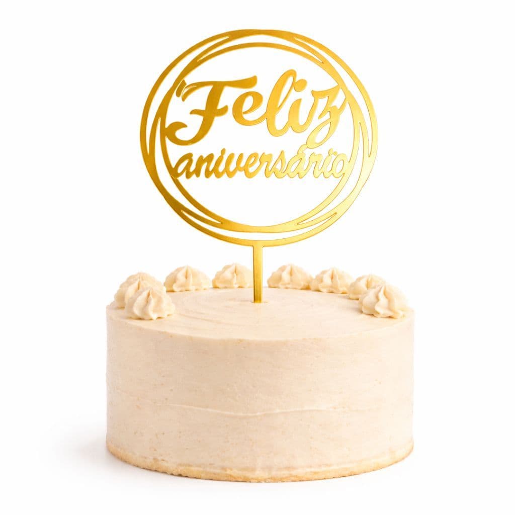 Topo para Bolo con decoração de feliz aniversario