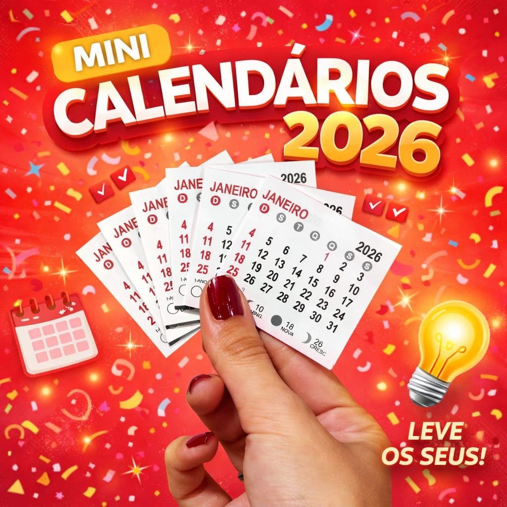Mini Calendário 2026 Em Bloco / 5x5cm /1000 Unidades Destacados