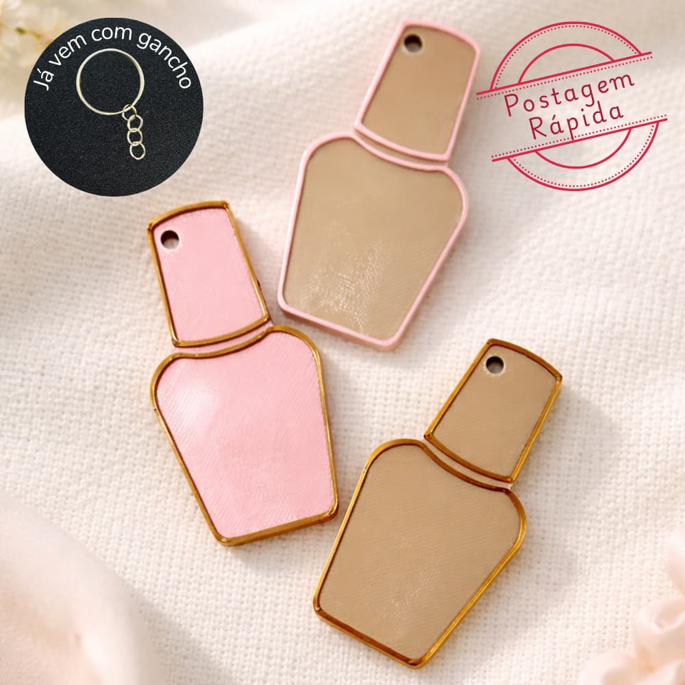 Chaveiro Abridor de Lata Unitário ou Kit Salva Unha em Gel Formato Esmalte - Lembrancinha Manicure