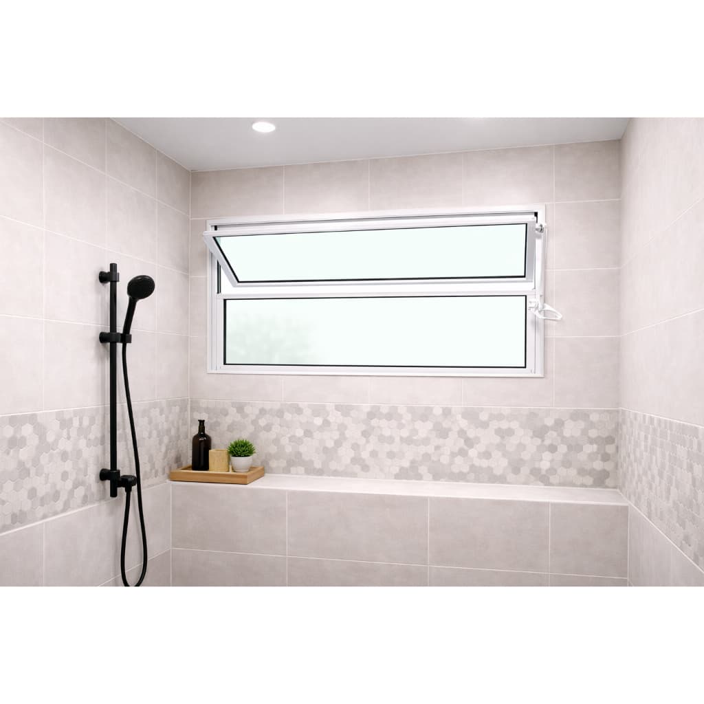 Vitro Basculante 40 x 100 Alumínio Branco Vidro Liso