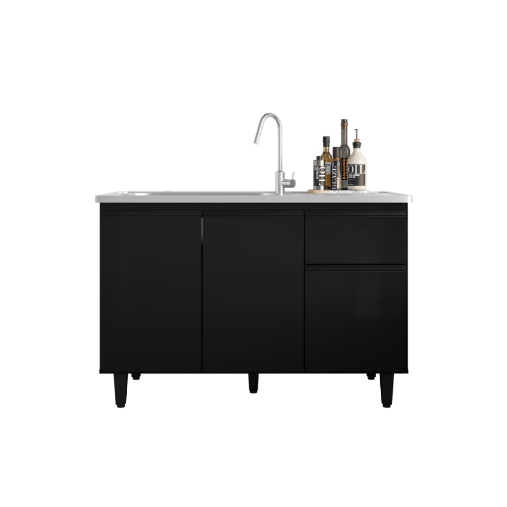 Balcão Gabinete armario Pia de cozinha sem Tampo 3 Portas 1 gaveta