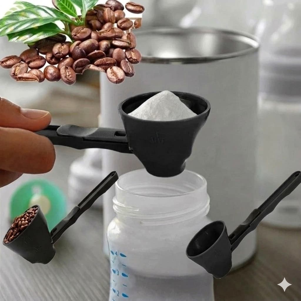 Kit com 2 Colheres Dosadora Funil 2 em 1 - Para grãos mamadeira Whey Scopo Leite em pó