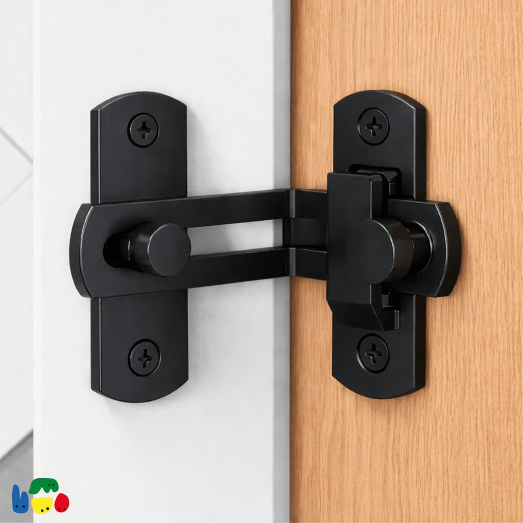 Trava Trinco 90° Graus de Aço Porta Janela Portão Canto Armário Aço Preto Fosco Resistênte