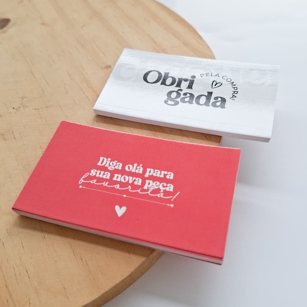 Mini Cartão de Agradecimento PADRÃO 9x5cm | Branco ou Rosa | 50, 100 ou 200 und.