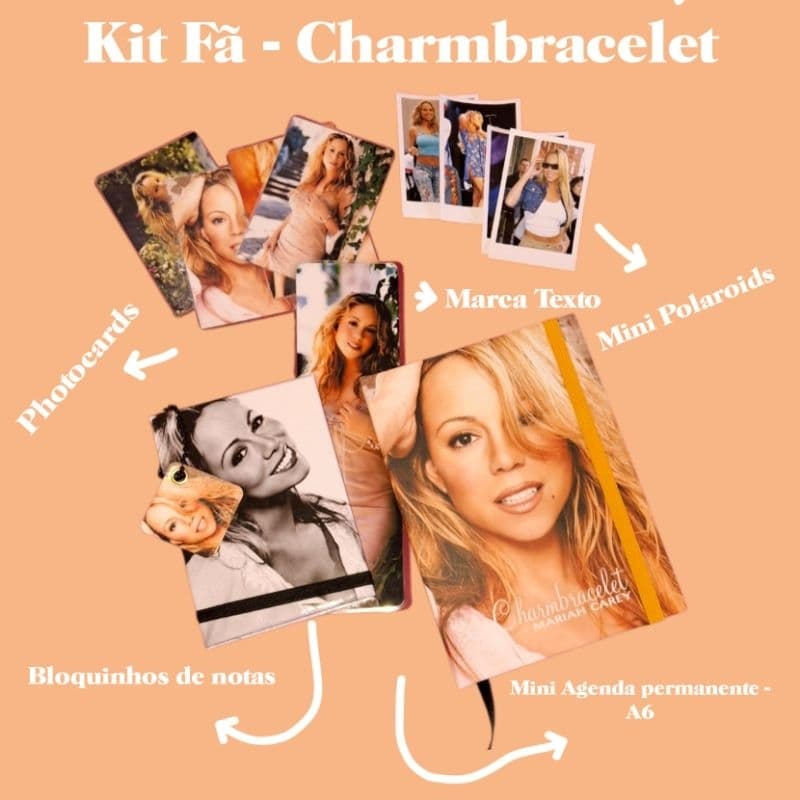 Kit Fã Mariah Carey Charmbracelet Agenda Foto Photocard