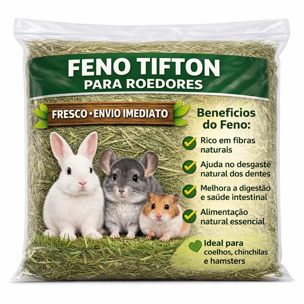 2kg De Feno Premium Natural Para Coelhos Porquinho Da Índia Chinchila E Roedores 1kg 500g Tifton Capim Seco Alfafa Grama