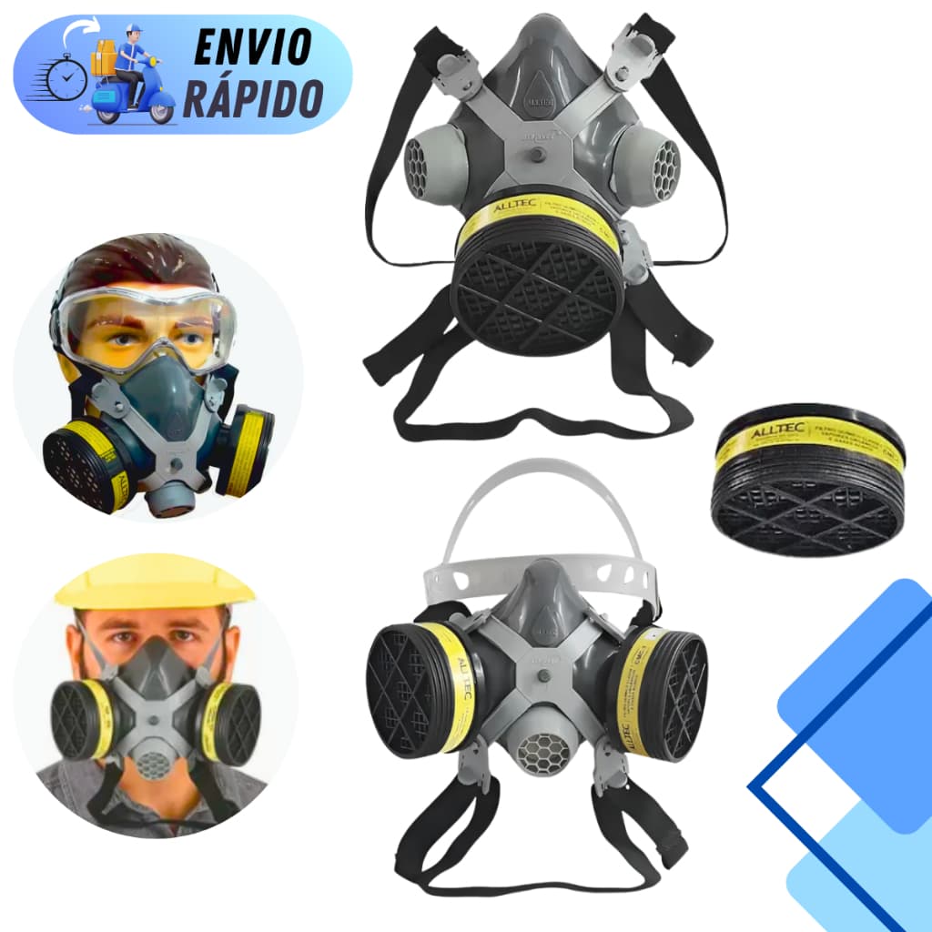 KIT MASCARA RESPIRADOR 2002 OU 2001 FILTRO VO+GA PARA RESINA MARCENEIRO PÓ PURIFICADOR DE AR COM CA