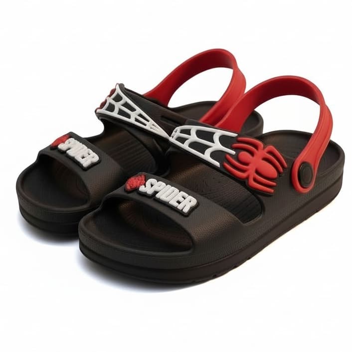 Papete Infantil Masculina Aranha Sandália de Menino Leve e Confortável Antiderrapante