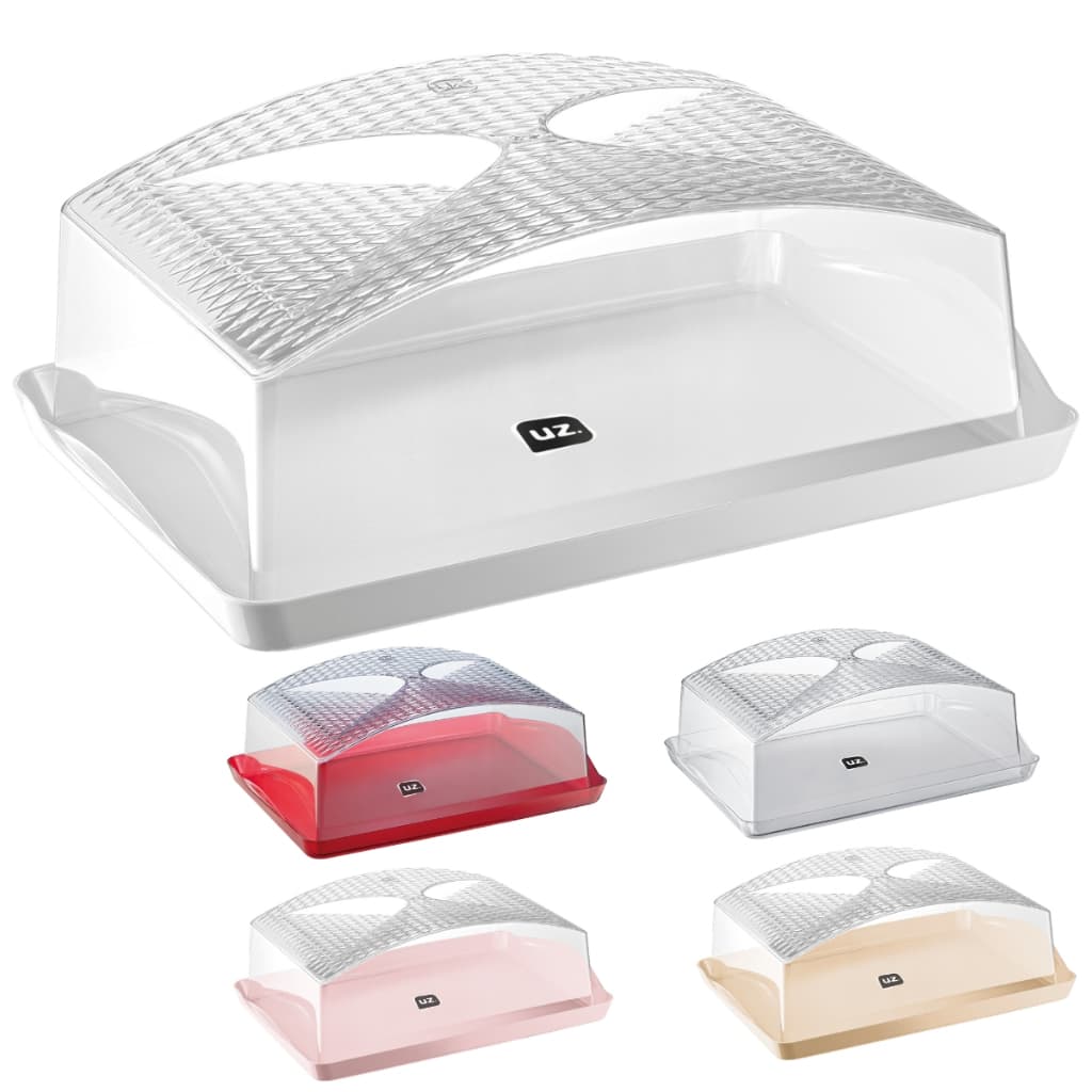 Porta Bolo Boleira Retangular Acrílico Com Tampa Transparente Cozinha - Cores