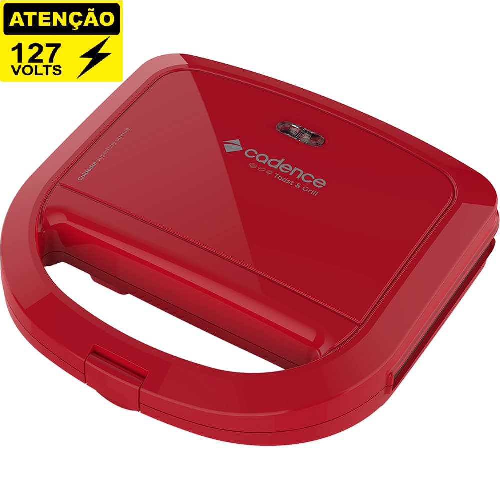 Sanduicheira Antiaderente Vermelha 750W Toast Cadence - 127v