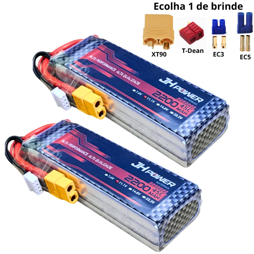 2 Bateria lipo 3s 11.1v 2200mah 45c plug XT60 RC JH Power Aeromodelo Drone Airsoft FPV Helicóptero