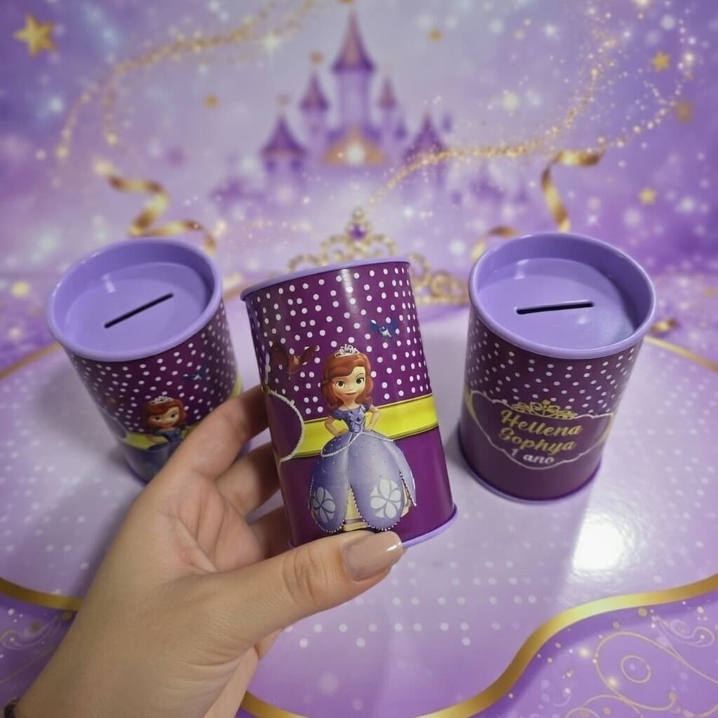 10 Cofrinhos Personalizados Festa Princesa Sofia