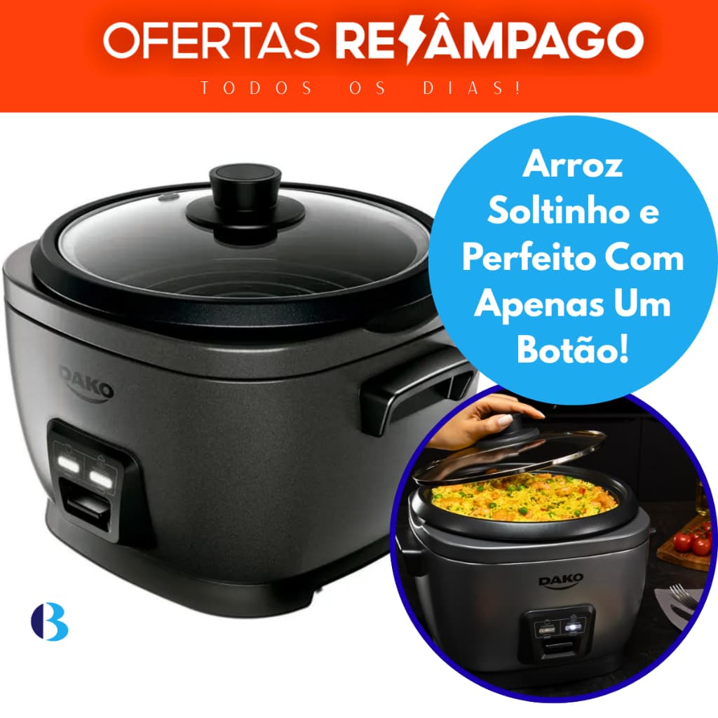 Panela De Arroz Elétrica Dako Antiaderente 10 Xícaras 4L 700W 127V - Arroz Perfeito Todos Os Dias!