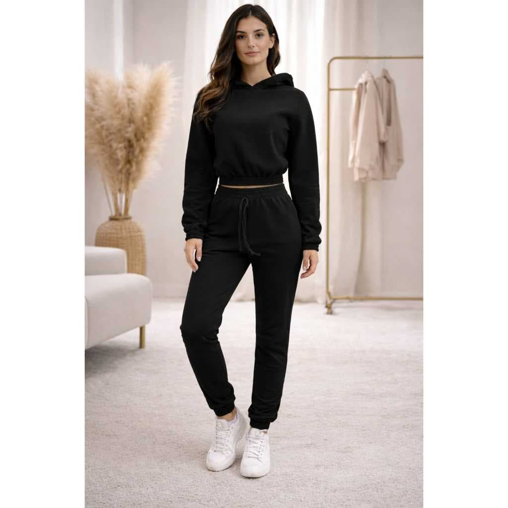 CONJUNTO DE FRIO MOLETON FEMENINO CROPET COM CAPUZ E CALÇA