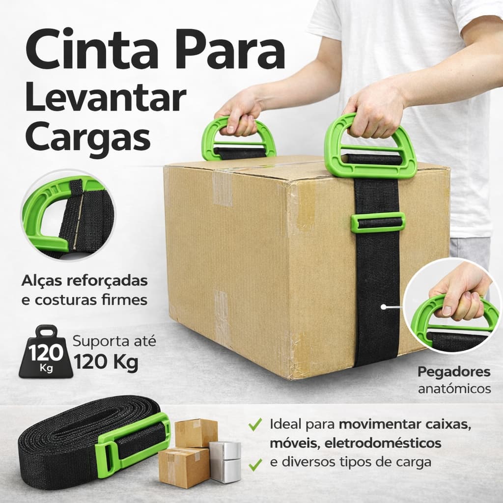 Cinta para levantar carregar cargas apoio suporte até 120 kg Material Resistente