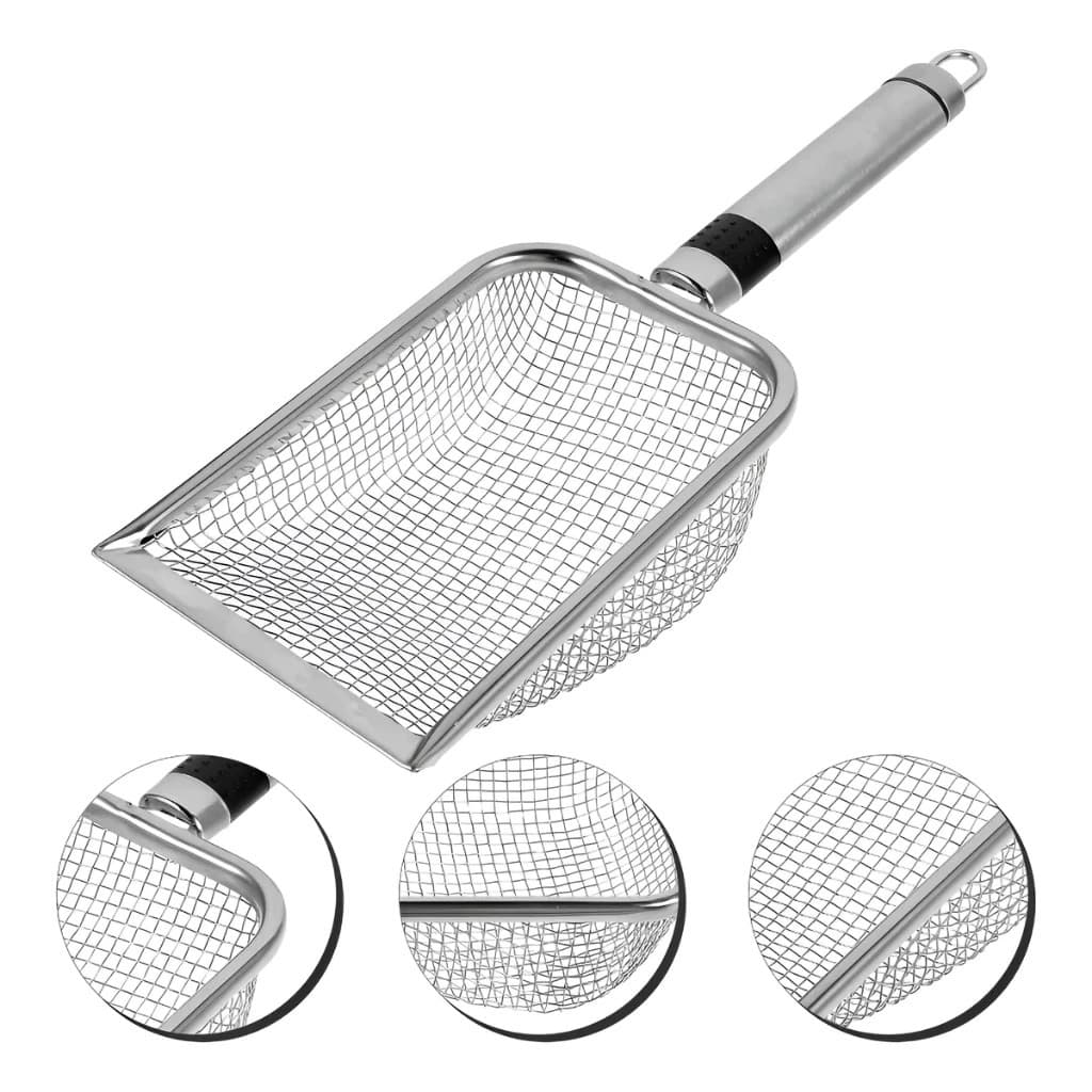 Pá Peneira de Areia Coletora Higiênica Pet Gato Cachorro Lagarto Aço Inox - Caixa de Areia