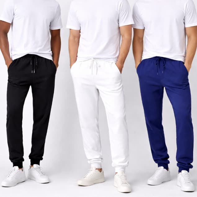 Kit 3 Calca de Moletom Peluciada Jogger Grossa com Bolsos e Cordao - Ideal para Academia e Dia a Dia