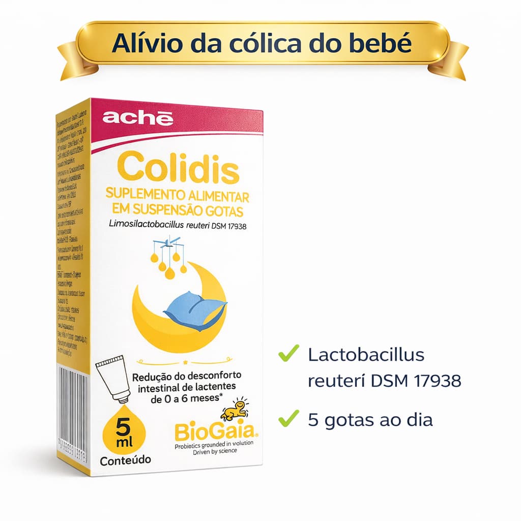 Colidis Gotas 5ml Aché | Lactobacillus Reuteri | Alívio da Cólica Infantil | Uso Seguro para Bebês