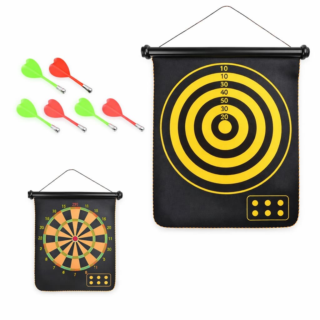 Jogo De Dardos Profissional Magnético Tiro Ao Alvo Dupla Face Dobrável 38x45
