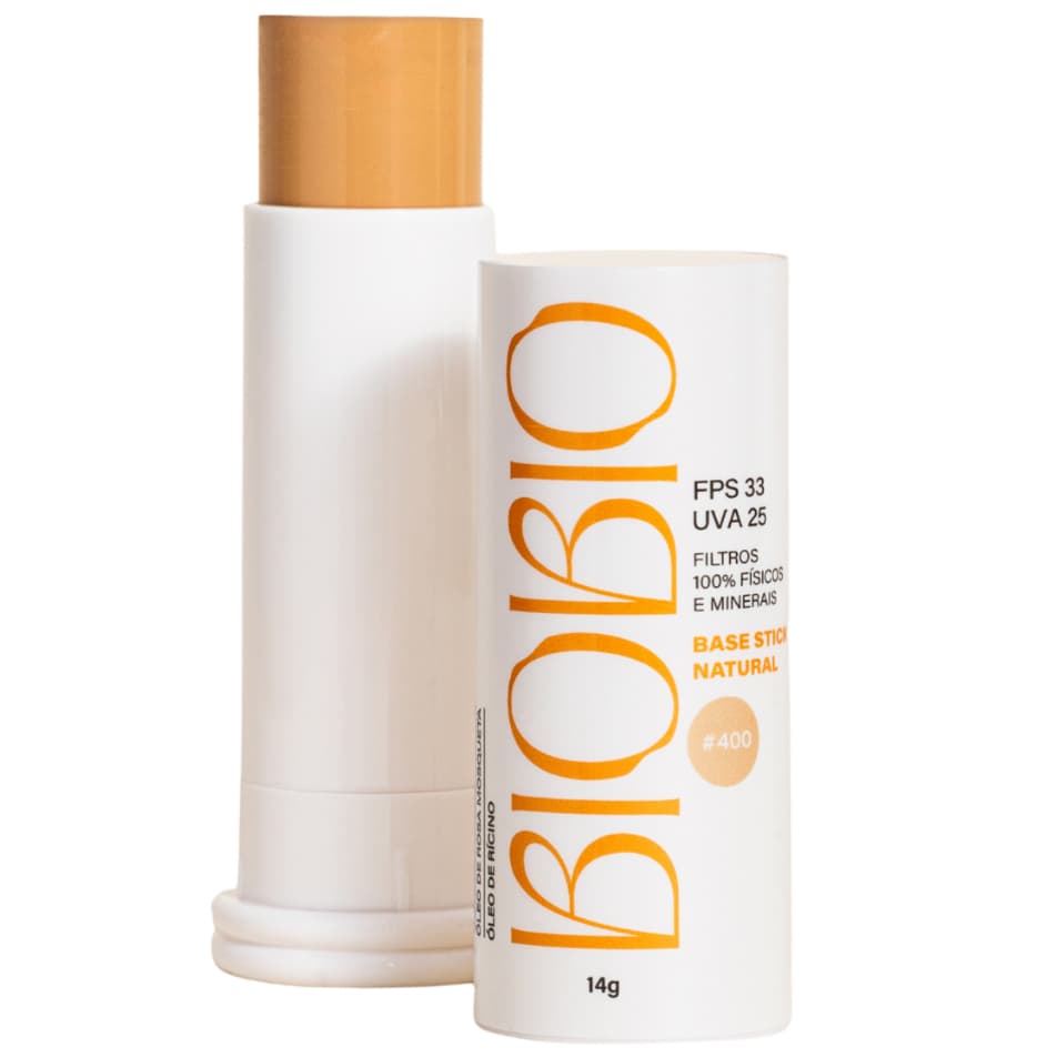 Base Bastão Stick Proteção Solar BioBio Vegana 3 em 1 Natural Toque Seco Alta Cobertura Skincare