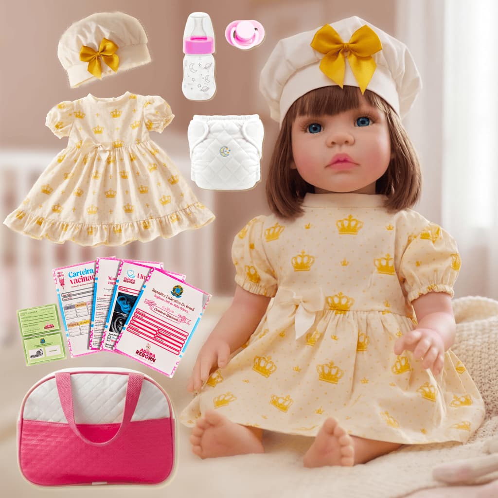 Boneca Bebê Reborn Realista Em Silicone Menina Original Pode dar Banho com Bolsa Maternidade
