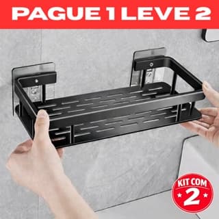 Kit Suporte de Shampoo Brielli Home | Organizador de Banheiro Sem Furo | Alumínio Premium