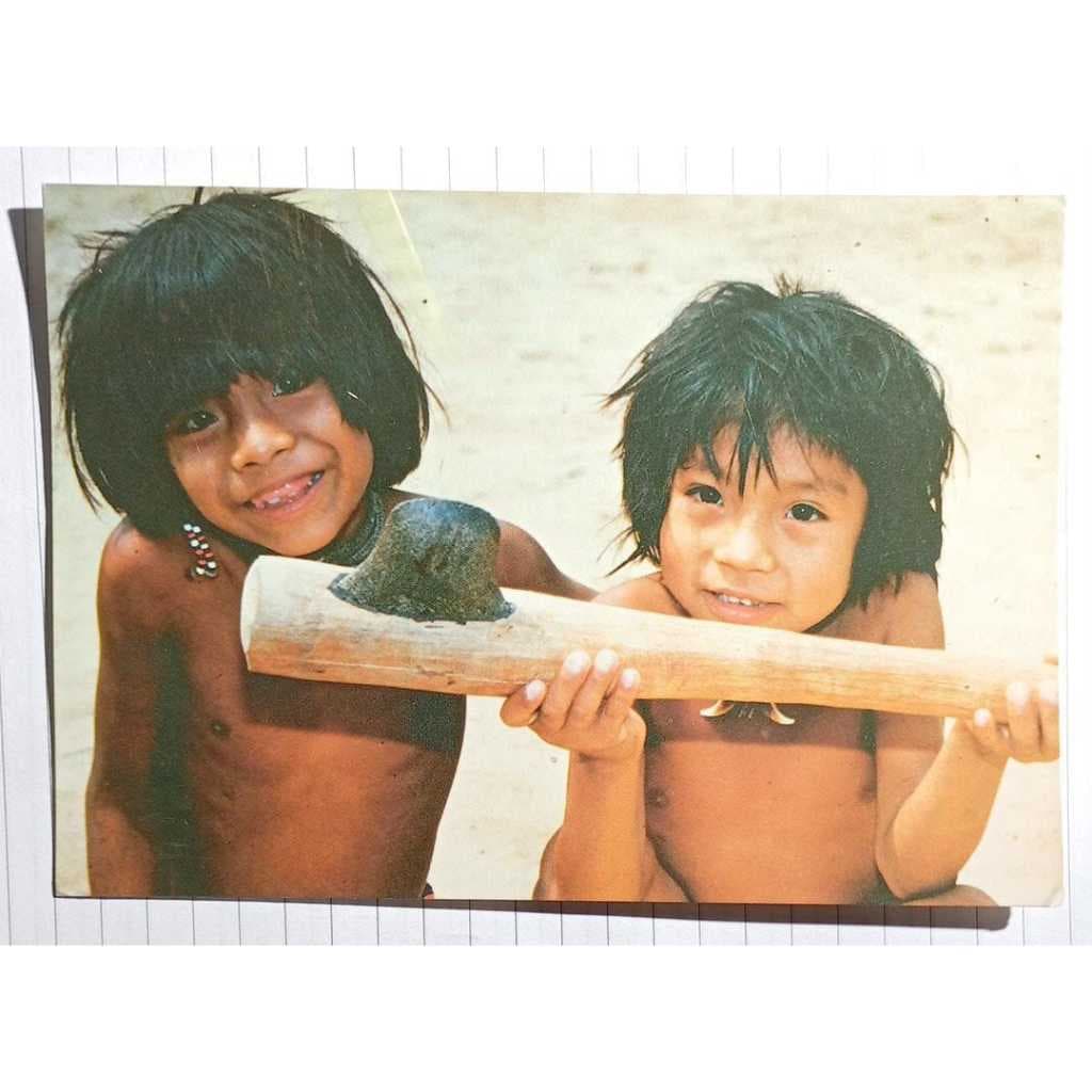 Cartão Postal – Crianças Uru-Eu-Wau-Wau (Grupo Amúdaba) – Machado de Pedra
