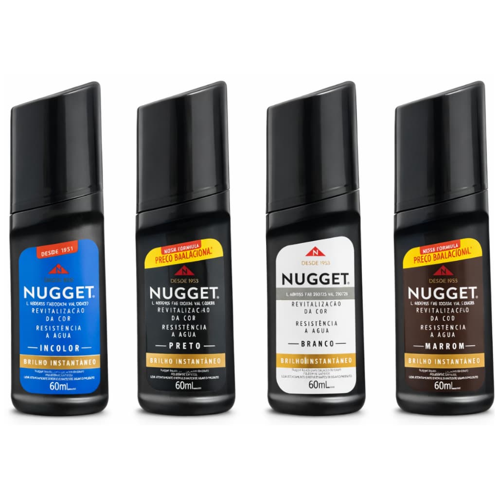 Polidor De Sapato Nugget Líquido Branco, Preto, Incolor, Marrom Frasco 60ml - Couro, Sapatos, Bolsa