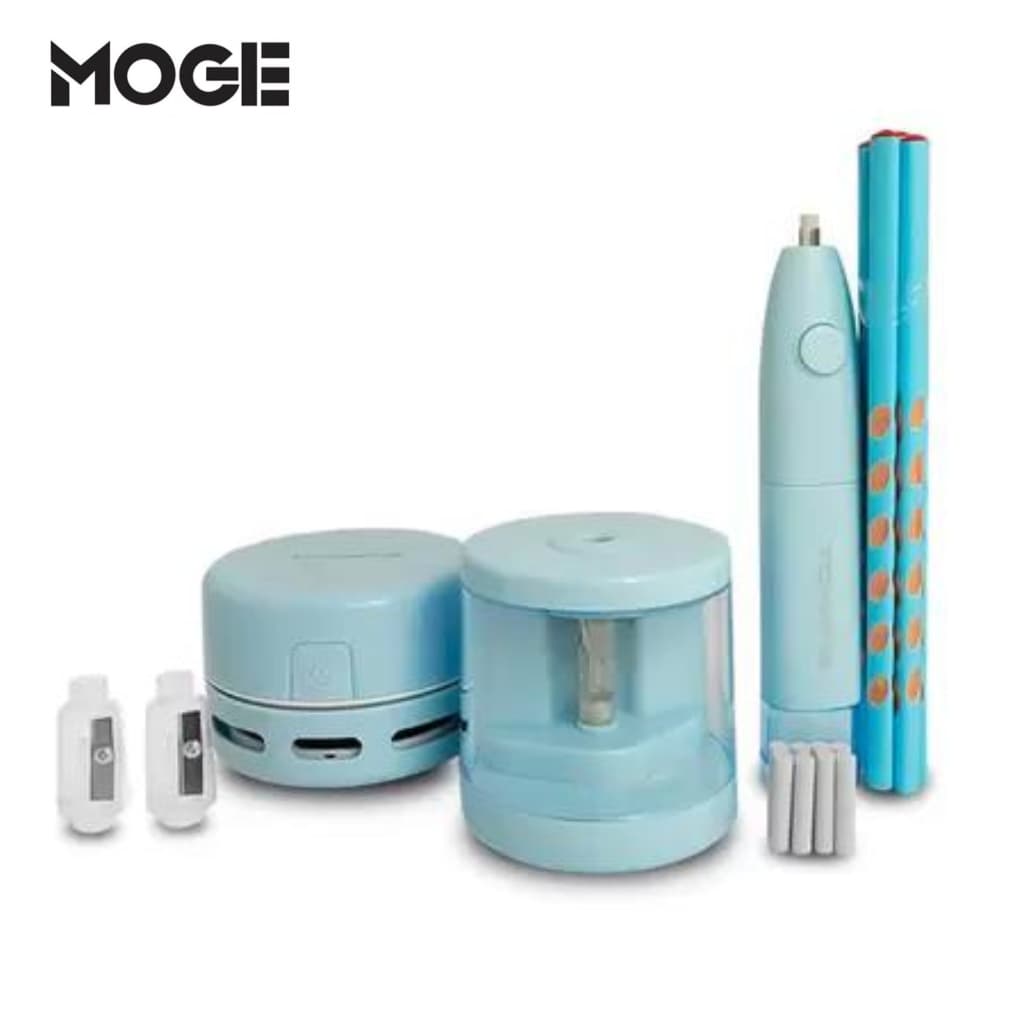 Kit Apontador + Apagador + Aspirador de Pó Elétrico Escolar