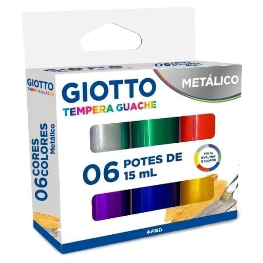 TINTA GUACHE 6 CORES METALICO GIOTTO
