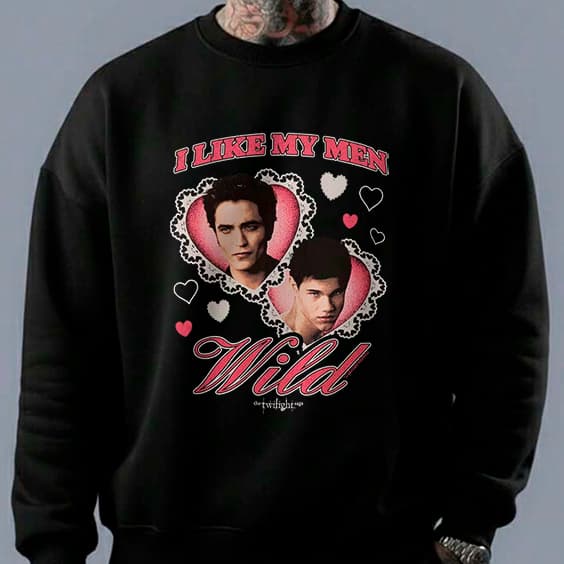 Moletom Gola Careca Crepusculo I LOVE  Edward Cullen e Jacob Black Algodão Vintage Tee Premium Lançamento