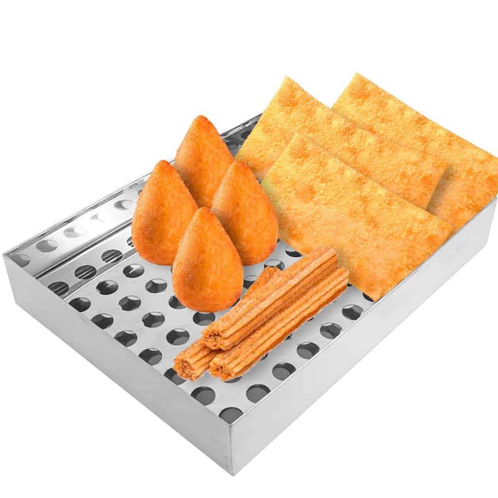 Escorredor De Batata Pastel Salgados Coxinha 35x25cm Em Inox