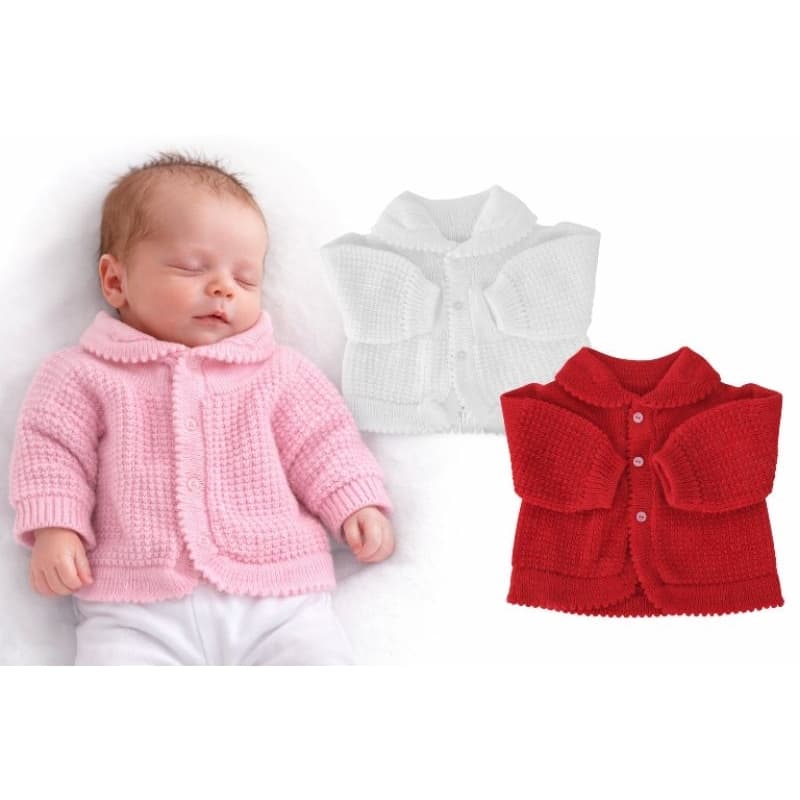 3 CASACOS BEBÊ RECEM NASCIDO EM LÃ TRICÔ - CORES MENINA E MENINO - CARDIGAN