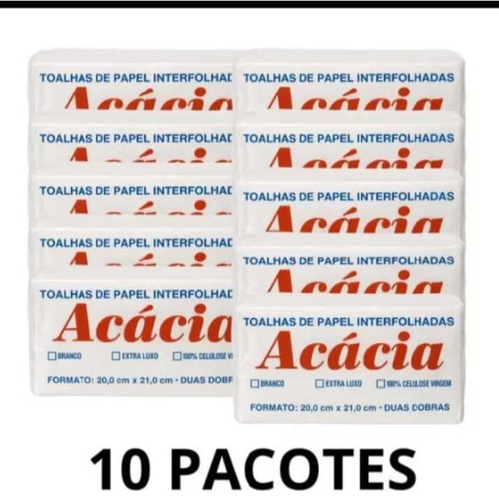 10 PACOTE PAPEL TOALHA INTERFOLHA BRANCO 20X21 2 DOBRAS 500G (600 FOLHAS APROXIMADAMENTE)