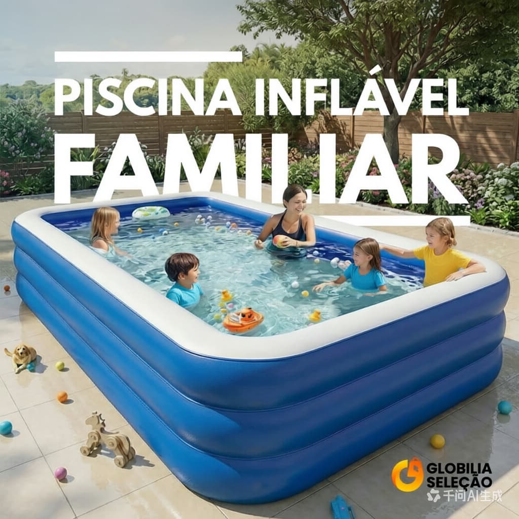 ✨Piscina Inflável Retangular Infantil 3 Anéis 2.6m Piscina Inflável Playground Swimming Pool Adulto Piscina Grande