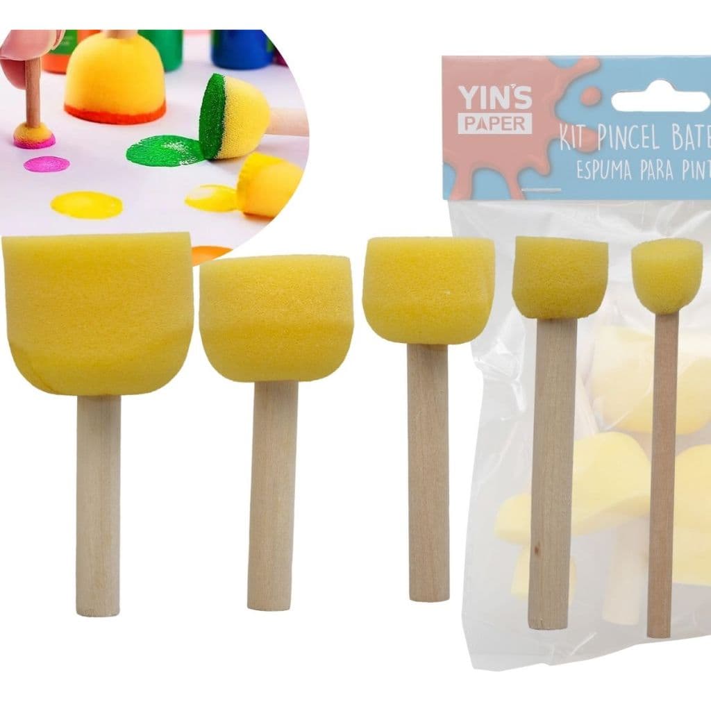 Kit Pincéis de Espuma Formas Divertidas para Pintura 5 Peças Yin’s Paper