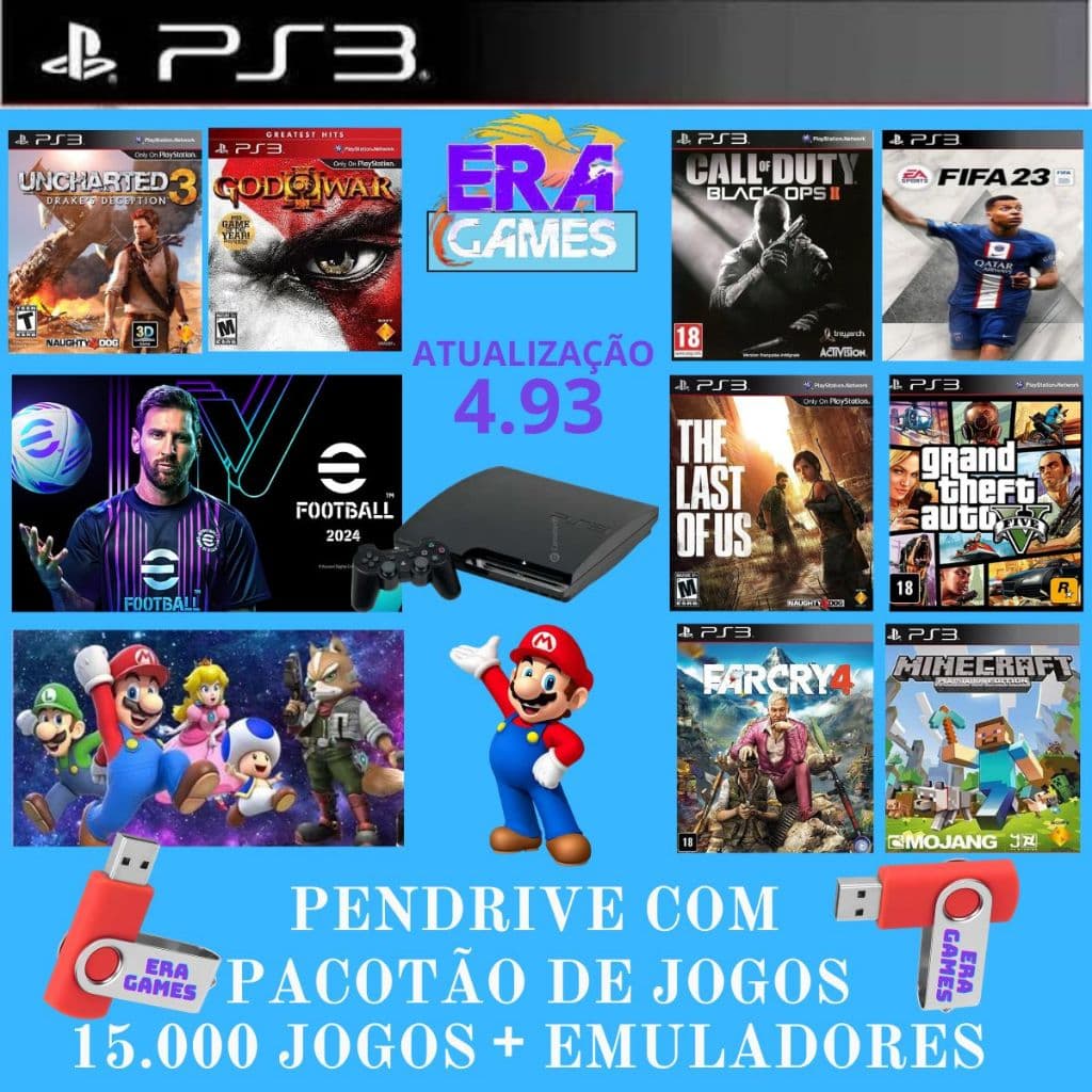 desbloqueio para Ps3 com mais de 15 mil jogos ps3 + emuladores para ps3