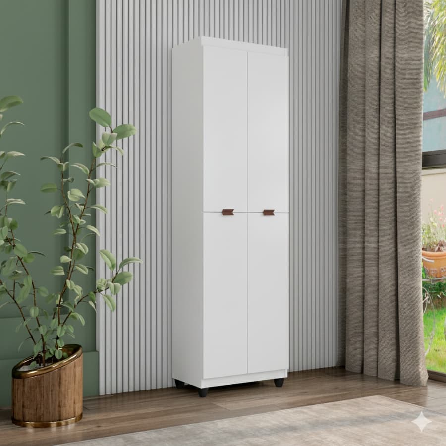 Armário Multiuso 4 Portas com 5 Prateleiras – Ideal para Escritório, Lavanderia e Cozinha